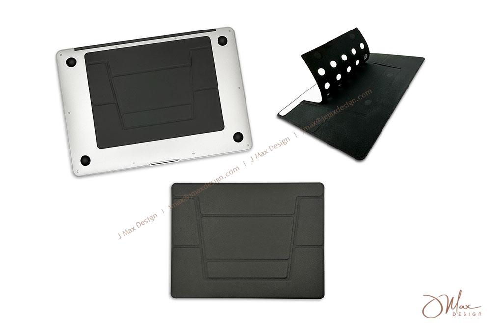 Adhesive mounting laptop stand on MacBook Laptop stand on MacBook designed to prevent blocking of the vents
