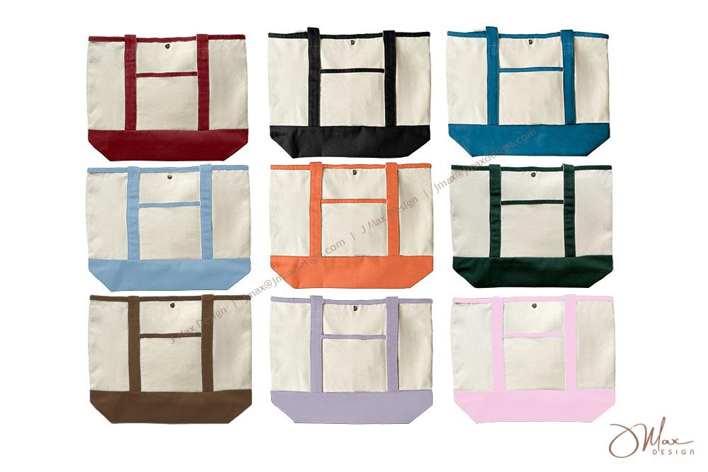 Canvas tote bags in various colors