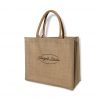 Jute bag with custom logo printed on front