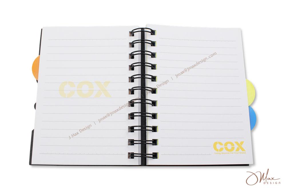 Single color logo printed on notepaper Wire-O Notebook with custom printed notepaper