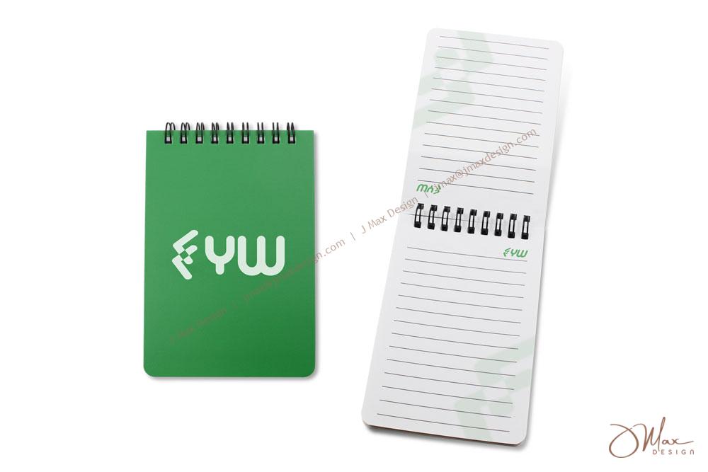 Wire-O mini notepad in green PP cover Wire-O mini notepad with PP cover and custom printed notepaper